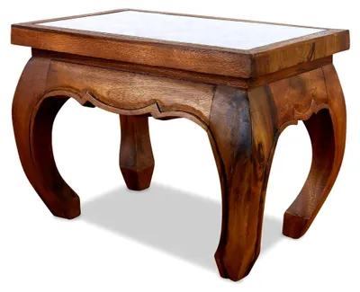 Produktbild von Opiumtisch mit Schnitzerei, Couchtisch, Beistelltisch, Sofatisch, handgefertigt, 58x38x41cm (Hellbraun)