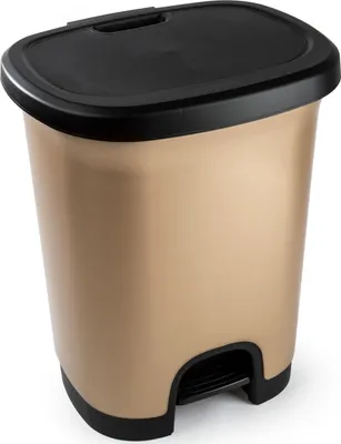 Produktbild von Plasticforte Treteimer - gold/schwarz - 18 Liter - 33 x 28 x 40cm