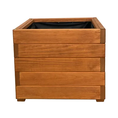 Produktbild von Massiver Holz Pflanzkasten Blumentopf Maße 40 x 40 x 34cm lasiert in TEAK