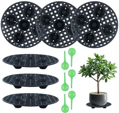 Image de Pot à fleurs rond de 20 cm avec système d'arrosage, pour l'intérieur et l'extérieur