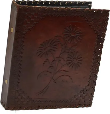 Produktbild von Herbarium Akten Ordner 2 Ringe DIN A5 Echt Leder Handdien Blume Prägung
