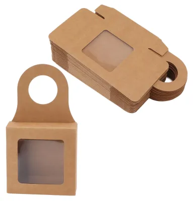 Image de Lot de 25 boîtes en carton kraft pour bouteilles de vin, avec fenêtre