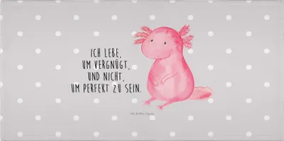Produktbild von Mr. & Mrs. Panda Handtuch Axolotl Niedlich - Grau Pastell - Geschenk, Liebe, Fröhlich, Freundin, Flauschtuch, Lebensweisheit, Weisheit, 50x100, Baumwollhandtuch