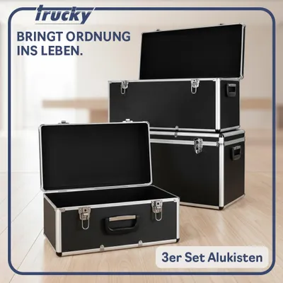 Obrázok produktu pre trucky hliníková sada 3 boxov hliníkový box 3x hliníkový box kufor prepravný box box na náradie čierny