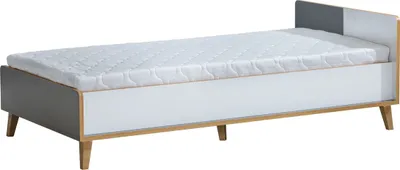 Produktbild von Einzelbett / Gästebett Caranx 10, Farbe: Weiß / Eiche / Anthrazit, teilmassiv - 90 x 195 cm (B x L)