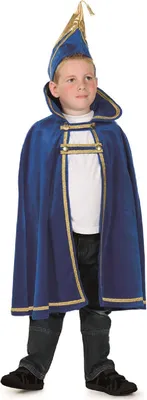 Produktbild von L3100141-104-116 blau mit Goldborte Kinder Dreigestirn Kostüm Prinzenumhang Cape mit Mütze Kappe Gr.104-116