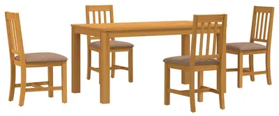 Productafbeelding van vidaXL Eetset, 5 stuks, grijs, massief eikenhout