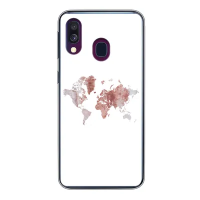 Produktbild von MuchoWow® Handyhülle Schutzhülle Hülle für Samsung Galaxy A40 Weltkarte - Rosa - Farbe Silikon Softcase Handy Hülle - Handy-Tasche