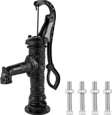 Produktbild von Handbetriebene Wasserpumpe – Gusseisen – Antikes Design – 22cm Wasserauslass – Garten & Brunnen