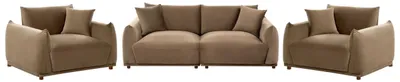 Produktbild von BELIANI 5-Sitzer Sofa Set Braun Samt Gepolstert 3-Teilig Modernes Design Sitzgruppe Couchgarnitur 3-Sitzer Sofa mit 2 Sesseln und Dekokissen