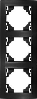 Produktbild von Rahmen 3-Fach für Steckdosen Schalter Unterputz 227x82x8mm vertikal Schwarz Matt