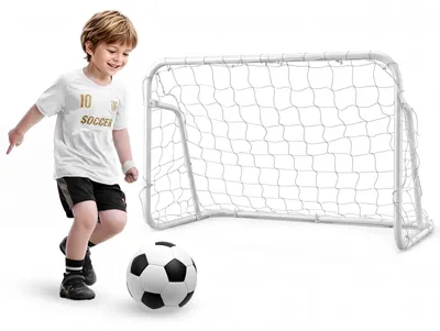 Zdjęcie produktu dla KOMFOTTEU, bramka piłkarska dla dzieci, mini, lekka, przenośna, wytrzymała konstrukcja, idealna do treningów w ogrodzie, na podwórku lub w parku, wymiary: 121 x 60 x 80 cm