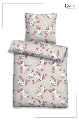 Produktbild von Castell Feinbiber Bettwäsche Blümchen 135x200 cm - brombeer