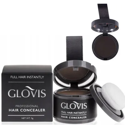 Produktbild von Glovis Haar Concealer DUNKELBRAUN - Ansatzpuder Haarverdichtungspuder Ansatz kaschieren Bartauffüllung
