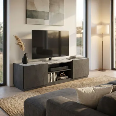 Immagine prodotto di Milani Home - mobile porta TV moderno 160 x 45 x 45 cm, antracite, truciolare bilaminato