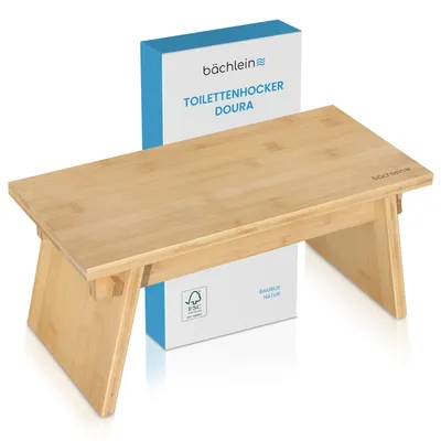 Produktbild von Bächlein Badhocker Doura – Ergonomischer Holz-Toilettenhocker ausem Bambus, 150 kg Traglast, Nachhaltig & Stabil
