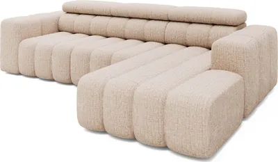Image de MASSIVMOEBEL24 | Canapé d'angle KONSTANTIN Méridienne Droite Chenille Beige 284×208×79 cm
