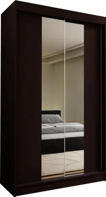 Produktbild von Masseno Schiebetürenschrank LUCENZA 120 cm Kleiderschrank Schlafzimmer Schrank 2-türig mit Spiegel Wengefarben