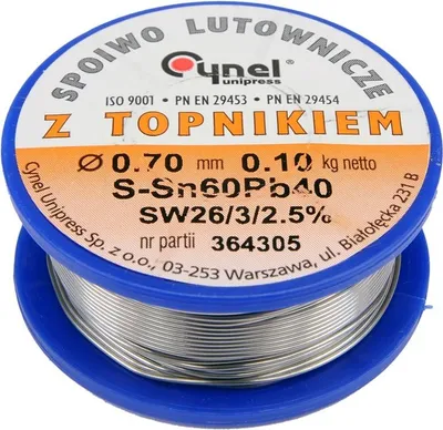 Zdjęcie produktu dla Spoiwo Lutownicze (Cyna) Sn60Pb40 0,7/100