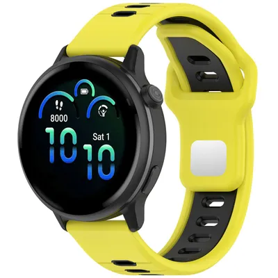 Produktbild von FFO2World 20-mm Silikon-Sportarmband – Für Samsung Galaxy Watch 7/6/5/4, Garmin Vivoactive 5/3, Forerunner 245, Venu SQ 2, Huawei – Gelb/Schwarz