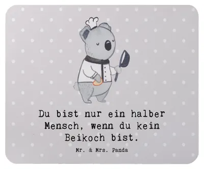 Produktbild von Mr. & Mrs. Panda Mauspad Beikoch Herz - Grau Pastell - Geschenk, Restaurant, Mousepad, Spruch, pc, notebook, laptop, Beruf, Gastronomie, Mouse Pad
