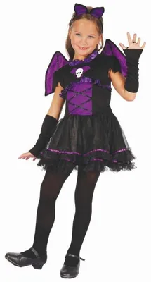 Image de Costume de sorcière chauve-souris pour fille, couleur violet