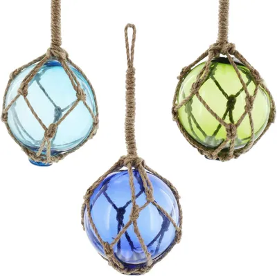 Productafbeelding van Maritieme decoratieve glazen bol - 3-delig - Net in - Maritiem - Verschillende decoratiemogelijkheden