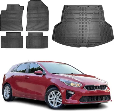 Obrázek produktu pro Sada podlahových rohoží a vložek do kufru pro Kia Ceed kombi 2018-2025 gumové černé 5x