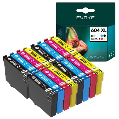 Obrázok produktu pre Kompatibilné atramenty Evoke pre tlačiarne Epson 604XL 604 XL T10H6, 16 ks: 4x čierna, 4x azúrová, 4x purpurová, 4x žltá, objem 152 ml, výtlačnosť 12040 strán, vhodné pre modely Expression Home XP-2200, 2205, 3200, 3205, 4200, 4205; WorkForce WF-2910DWF, 2930DWF, 2935DWF, 2950DWF