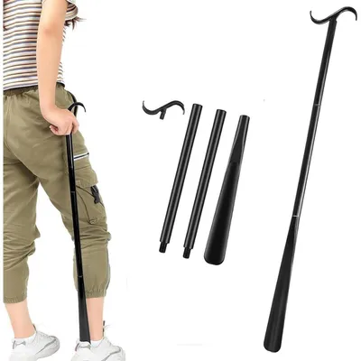 Productafbeelding van Schuulhefver, extra lang (90 cm), telescopisch, 3-in-1, hulpmiddel om schoenen aan te trekken, sokkenverwijderaar, aluminium, ABS