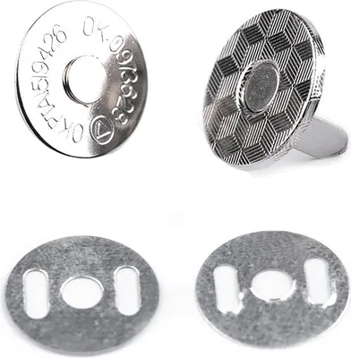 10 Magnet-Verschlüsse rund, Taschen Schloss Verschluss, silber