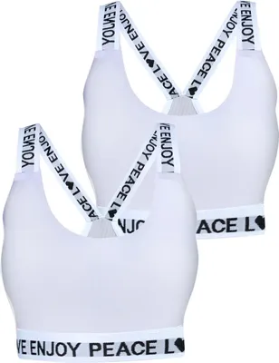 Produktbild von 2 Damen Gepolstert Sport BH Bustier Bra Push UP  Yoga Trägertop - 40-42 2er Pack Weiss
