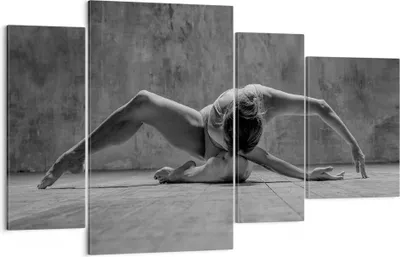Produktbild von Bild auf Leinwand - Leinwandbild - 4 Teile - Tanz Schwarzweiß Frau - 120x70cm - Wand Bild - Wanddeko - Wandbilder - Leinwanddruck - Bilder - Wanddekoration - Leinwand bilder - Wandbild - DL120x70-4352
