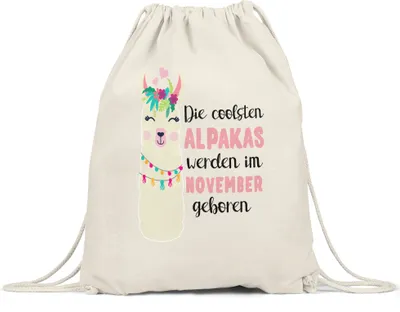Produktbild von Die Coolsten Alpakas Werden im November Geboren Turnbeutel Gymsack Wunschmonat Geschenkidee Geburtstag
