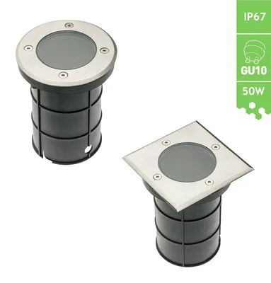 Produktbild von GTV lighting Garten-Bodenleuchte ALFA, max.50 W, GU10, IP67, AC220-240V, 50/60Hz, Edelstahloptik, grau, ON-ALFAKGU10-06