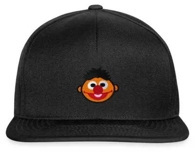 Produktbild von Spreadshirt Sesamstraße Ernie Als Stickmotiv Snapback Cap, One size, Schwarz/Schwarz