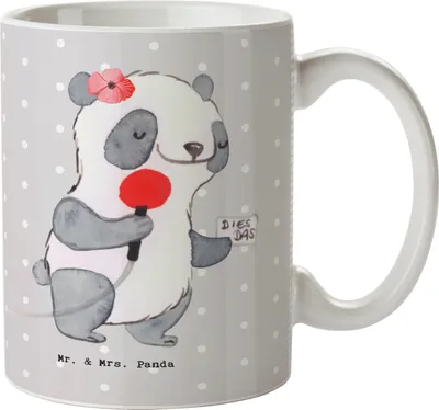 Produktbild von Mr. & Mrs. Panda Pott Sportreporterin Herz - Grau Pastell - Geschenk, Teepott, Henkelpott, Trinkbecher, Kaffeetasse, Keramikbecher, Henkeltasse