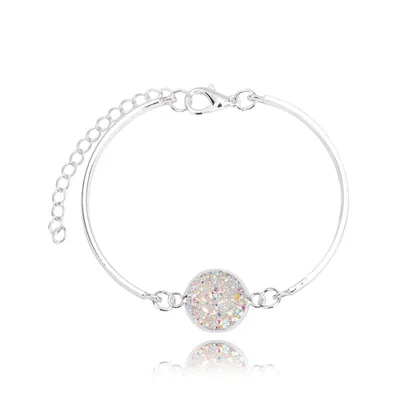 Produktbild von Modische Armreifen mit natürlichem Geode-Stein, Schmuck, Strasssteinpflaster, Damen-Armband, Geschenk-Silber + Purpurrot