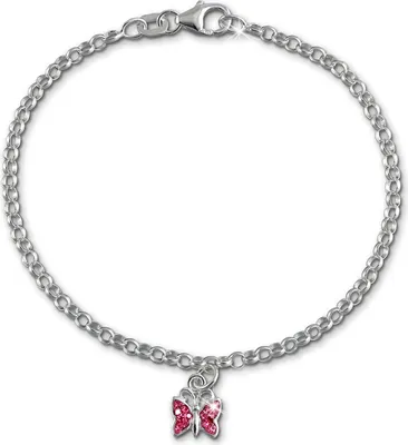 Produktbild von SilberDream Kinder-Armband 16cm rosa Schmetterling 925er Silber SDA024