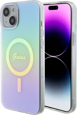Zdjęcie produktu dla Etui Guess Iridescent IML MagSafe do iPhone 14/15 Plus turkusowy