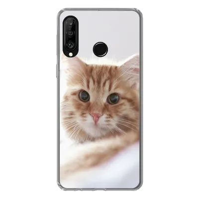 Produktbild von MuchoWow® Handyhülle Schutzhülle Hülle für Huawei P30 Lite Katze - Rot - Bett - Mädchen - Kinder - Jungen Silikon Softcase Handy Hülle - Handyhülle