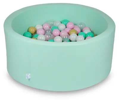 Immagine prodotto di Piscina secca 90x40cm Menta con 300 palline: Bianco, rosa chiaro, trasparente, beige, menta