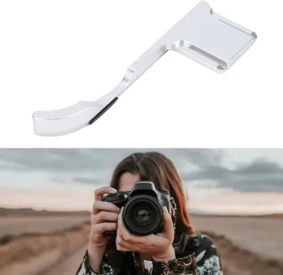 Zdjęcie produktu dla Metalowy uchwyt na kciuk pasujący do aparatu Fujifilm X-M5 Stop aluminium Gorąca stopka Podpórka pod kciuk Uchwyt na rękę Srebrny