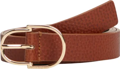 Image de Ceinture pour femmes Tommy Hilfiger, modèle Double Loop, largeur de 2,5 cm, en cuir texturé "pebble", avec boucle ronde. Couleur : marron