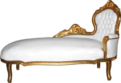 Immagine prodotto di Casa Padrino chaise longue barocca in pelle bianca/oro
