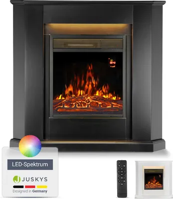 Produktbild von Juskys Elektrokamin 1000 / 2000 W - Eckkamin mit Heizung, LED & Timer - Schwarz