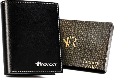 Image de Rovicky | Petit porte-monnaie, en cuir, pour homme, noir, 8.5x10.5 cm