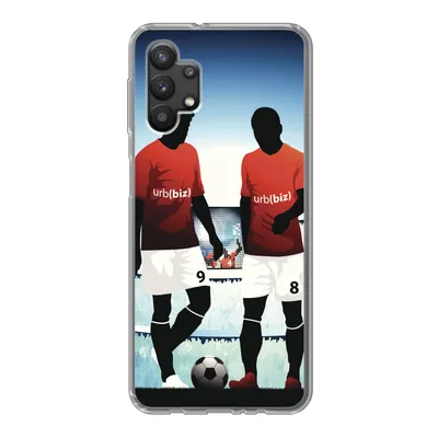 Produktbild von MuchoWow® Handyhülle Schutzhülle Hülle für Samsung Galaxy A32 5G Eine Illustration von zwei Fußballspielern in einem Stadion - Jungen - Mädchen - Kinder Silikon Softcase Handy Hülle - Softcase