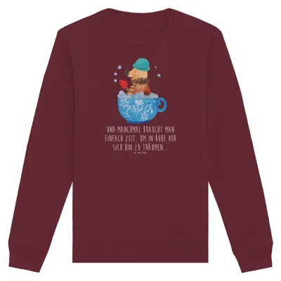 Produktbild von Mr. & Mrs. Panda Nachhaltiger Pullover Nachtfalter Schaumbad Größe M - Burgundy - Geschenk, Baumwoll, Bio, Badezimmer, WC, Sweater, Ziele, Pulli, Sweatshirt, Baden, Bad