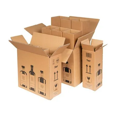 Produktbild von 5x Versandkarton für 6 Ginflaschen 326x226x278mm braun